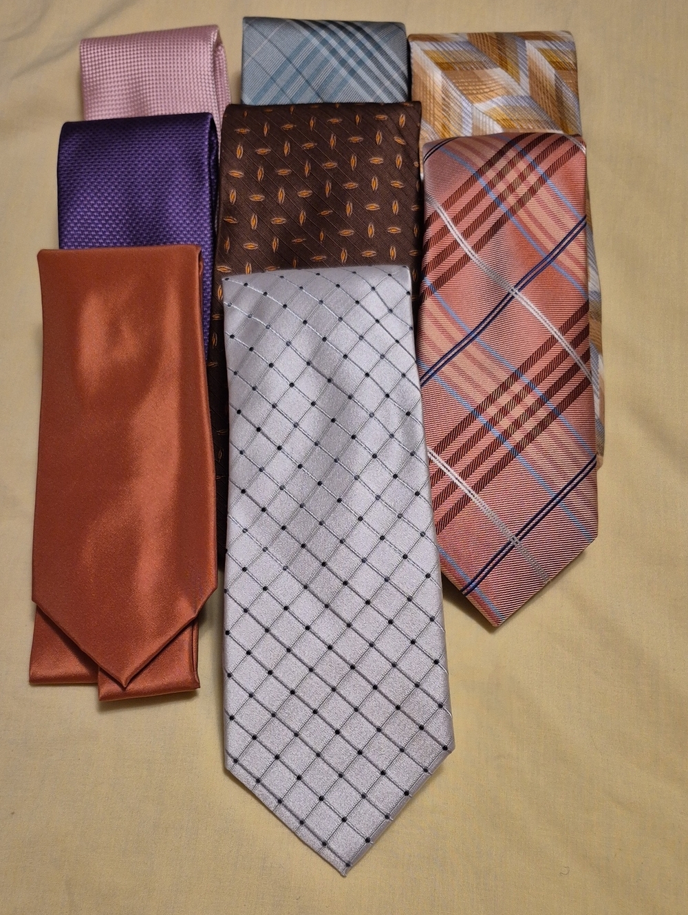 Dkny Men's Assorted Silk Ties in Orange, Purple, Pink, Blue, Brown & Silver